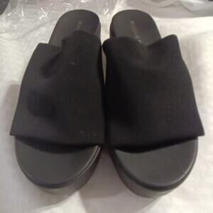 Madden Girl Shelbie Black Fabric Stretch Platform Wedge Sandals 7 M New Youth